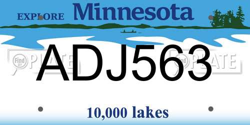 ADJ563 Minnesota License Plate