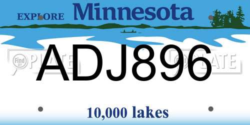 ADJ896 Minnesota License Plate