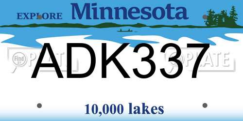 ADK337 Minnesota License Plate