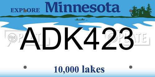 ADK423 Minnesota License Plate