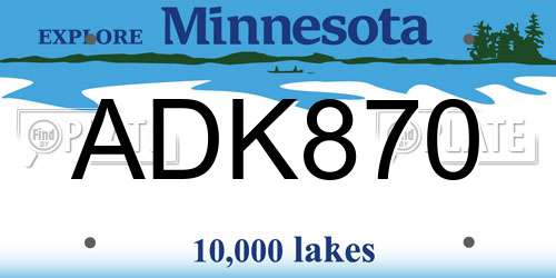 ADK870 Minnesota License Plate