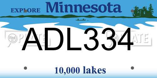 ADL334 Minnesota License Plate
