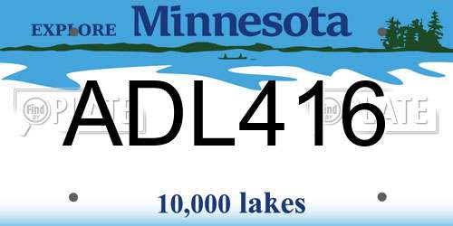 ADL416 Minnesota License Plate