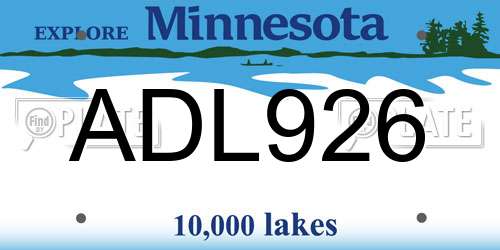 ADL926 Minnesota License Plate