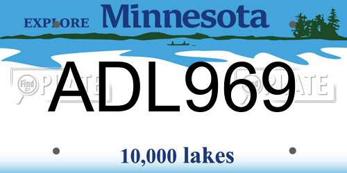 ADL969 Minnesota License Plate