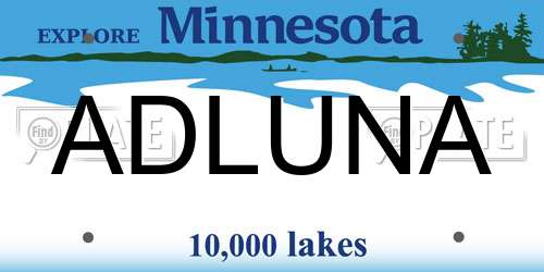 ADLUNA Minnesota License Plate