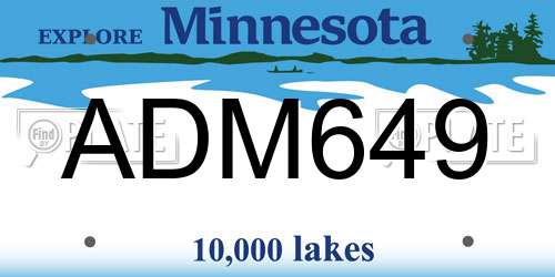 ADM649 Minnesota License Plate