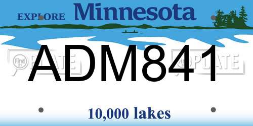 ADM841 Minnesota License Plate
