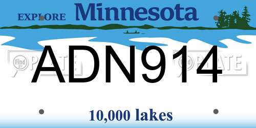 ADN914 Minnesota License Plate
