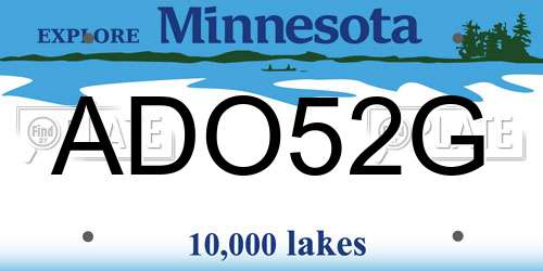 ADO52G Minnesota License Plate