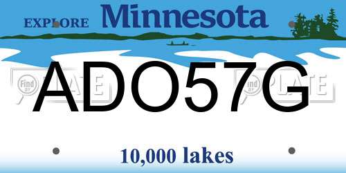 ADO57G Minnesota License Plate