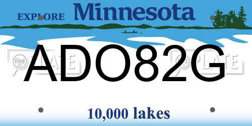 ADO82G Minnesota License Plate