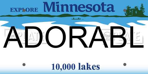 ADORABL Minnesota License Plate