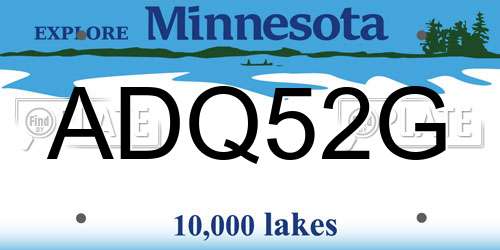 ADQ52G Minnesota License Plate