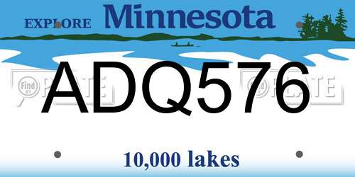 ADQ576 Minnesota License Plate