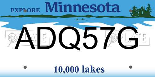 ADQ57G Minnesota License Plate