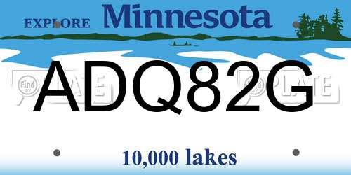 ADQ82G Minnesota License Plate
