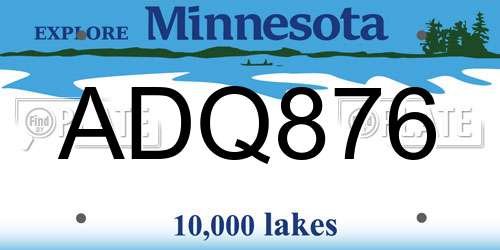 ADQ876 Minnesota License Plate