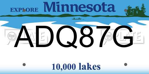 ADQ87G Minnesota License Plate