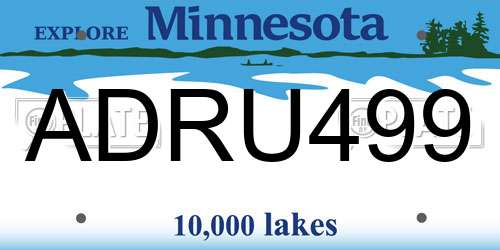 ADRU499 Minnesota License Plate