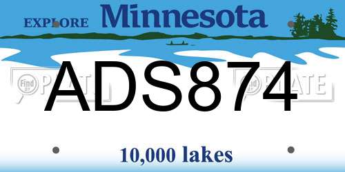 ADS874 Minnesota License Plate
