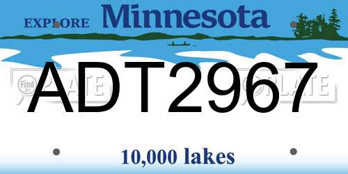 ADT2967 Minnesota License Plate