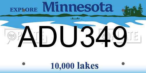 ADU349 Minnesota License Plate