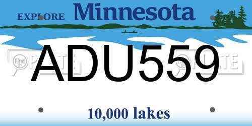 ADU559 Minnesota License Plate