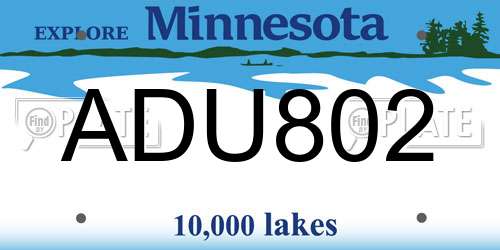 ADU802 Minnesota License Plate