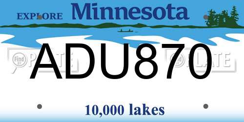 ADU870 Minnesota License Plate