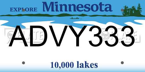 ADVY333 Minnesota License Plate