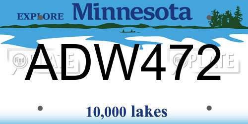 ADW472 Minnesota License Plate