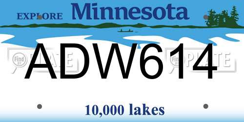 ADW614 Minnesota License Plate