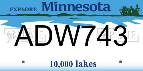ADW743 Minnesota License Plate
