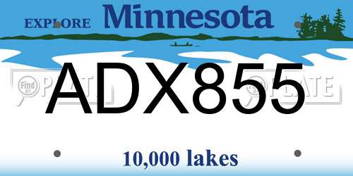 ADX855 Minnesota License Plate