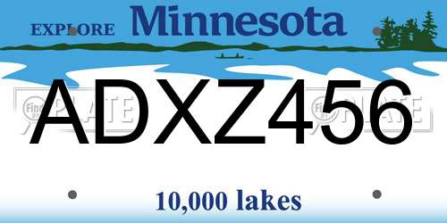 ADXZ456 Minnesota License Plate