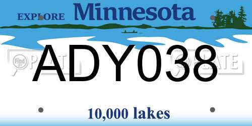 ADY038 Minnesota License Plate