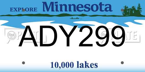 ADY299 Minnesota License Plate