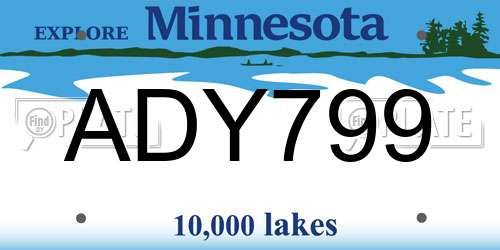 ADY799 Minnesota License Plate