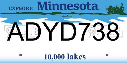 ADYD738 Minnesota License Plate