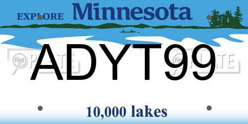 ADYT99 Minnesota License Plate