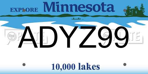 ADYZ99 Minnesota License Plate