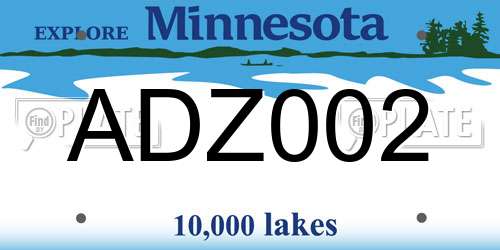 ADZ002 Minnesota License Plate