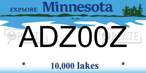 ADZ00Z Minnesota License Plate