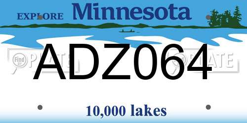 ADZ064 Minnesota License Plate