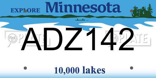 ADZ142 Minnesota License Plate