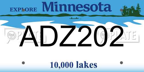 ADZ202 Minnesota License Plate