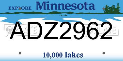 ADZ2962 Minnesota License Plate