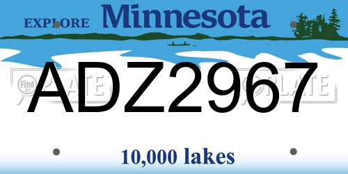ADZ2967 Minnesota License Plate