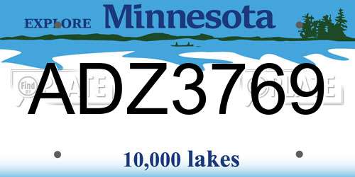 ADZ3769 Minnesota License Plate